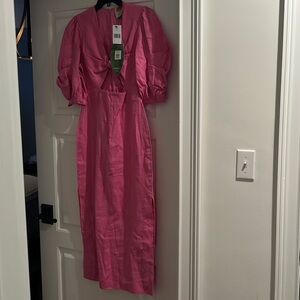 FARM Rio Vibrant Pink Puff Sleeve Dress